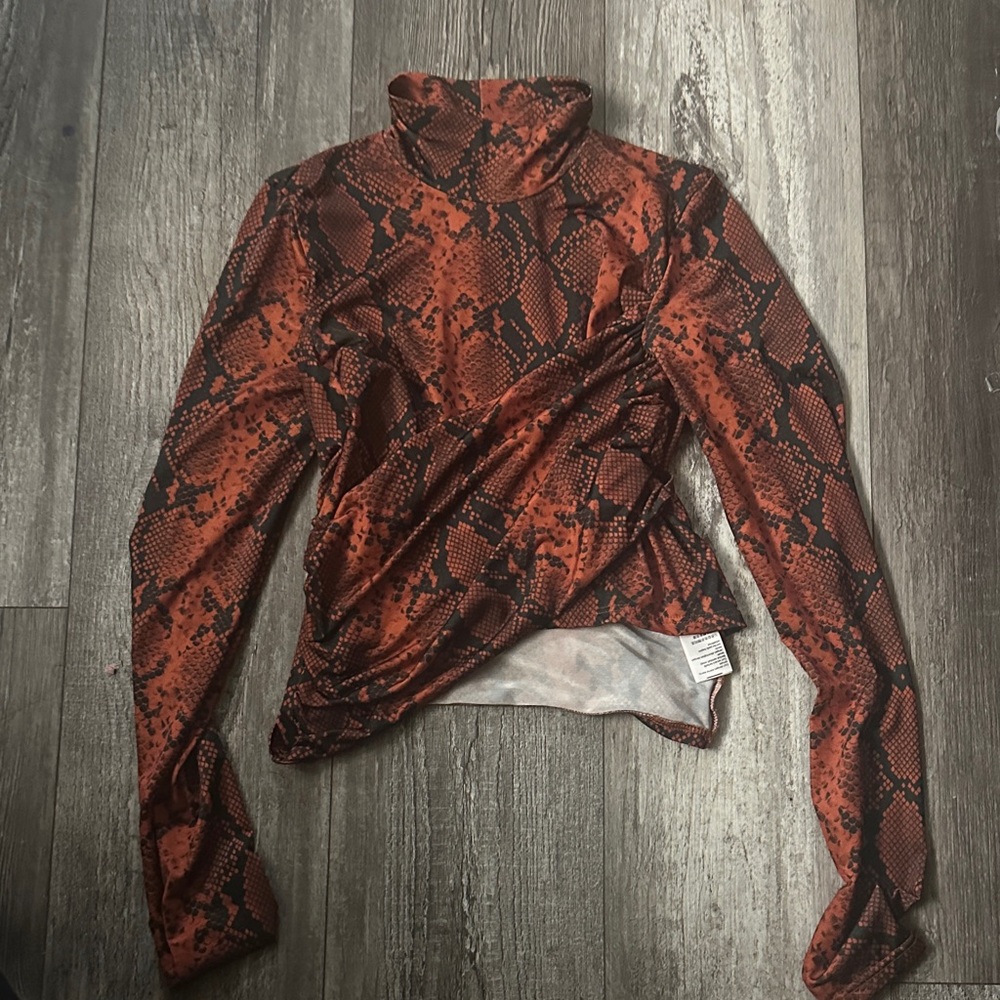Topshop Orange Snake Print Top